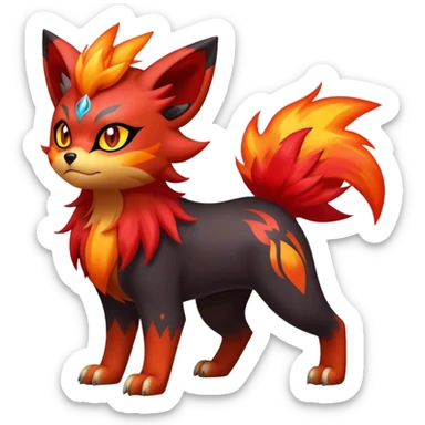 Zorua-Pyroar-Litten-Fakémon-hybrid-creature (full body)  sticker