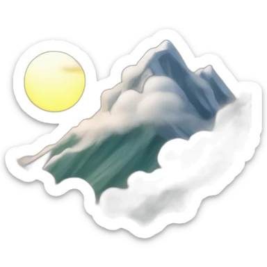mountain pine waves clouds sun moon sticker