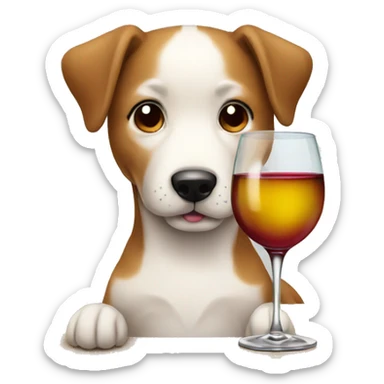dog drinking wine sticker