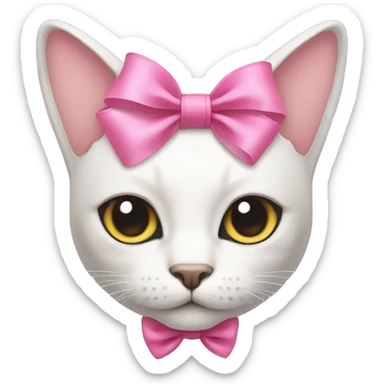 cat with a pink bow on its head  sticker
