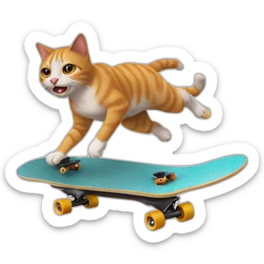 a cat doing a sick flip on a skateboard sticker