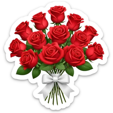 bouquet of red roses with ribbon sticker