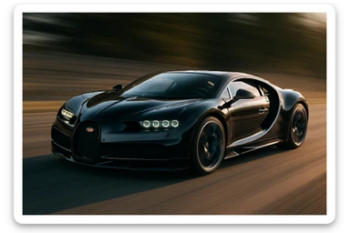 Bugatti Chiron three-quarter angle dynamic pose luxury car glossy paint sticker