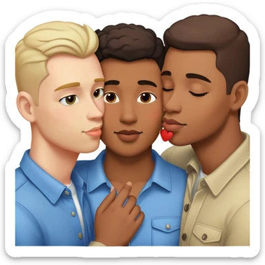 Gay man kissing 2 men sticker