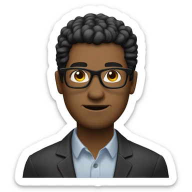 Figure an ugly man with black hair and glasses. The man's skin color should be white. His hair should fall out in the middle and there should be very little hair. Let there be an emoji with hair falling out sticker