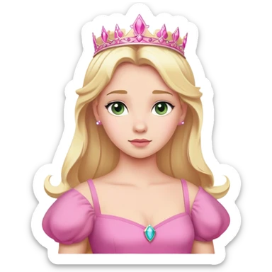 Aurora princess from hips up, pink dress, blonde hair, minimal style, larger size sticker