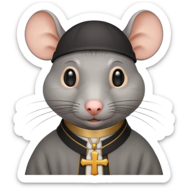 A rat with a Catholic tonsure style haircut sticker