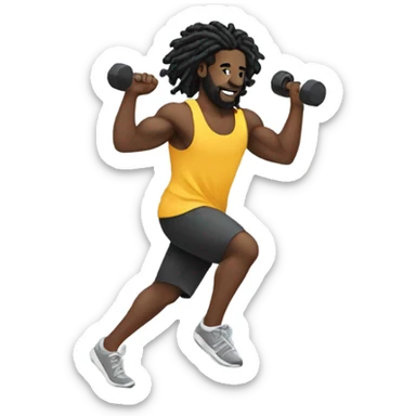Black man with dreadlocks working out sticker