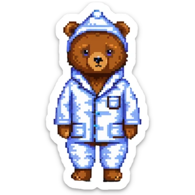 bear in pajamas with a nightcap standing sticker