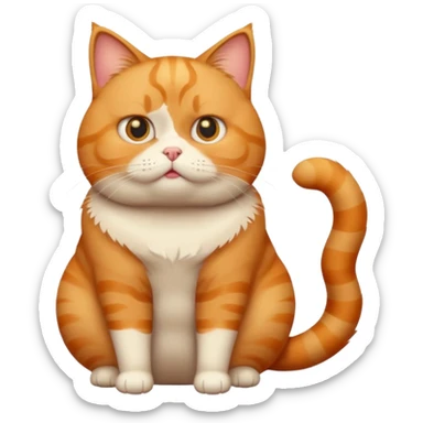 cute fat cat confused whole body sticker