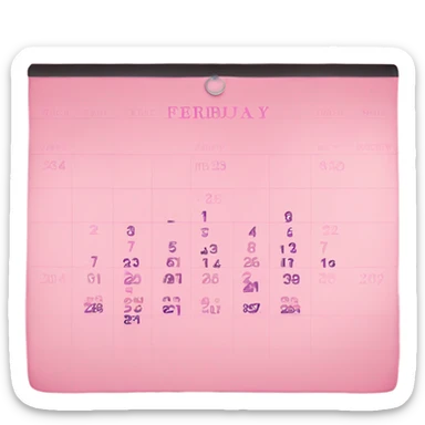 Pink calender with words: 28 February  sticker