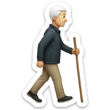 blind white person walking with stick  sticker