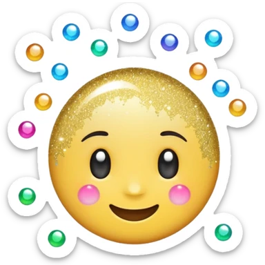 emoji of sparkling shiny glitter, with bright sparkles and shimmering particles, simple cute cartoon style sticker
