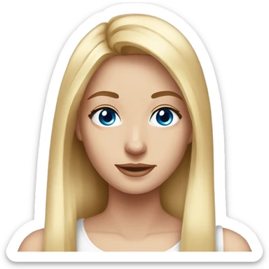 beautiful woman, long straight blonde hair, blue eyes, white tank top sticker