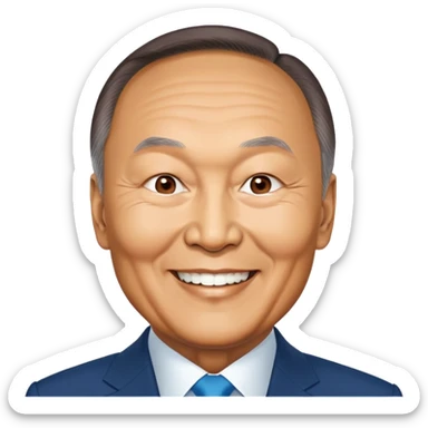 Former President Nursultan Nazarbayev with brown skin smiles nervously sticker