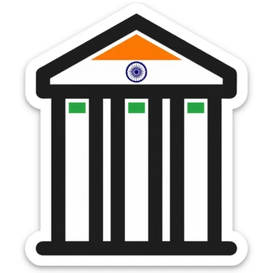 business building with Indian flag, representing nationalization of private business in India sticker