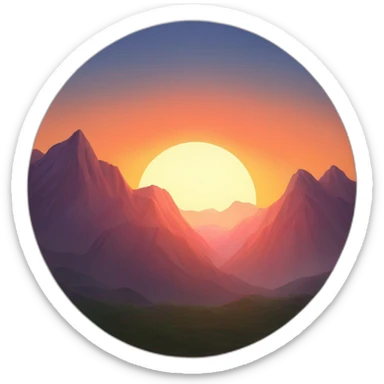 the sun setting behind the mountains sticker