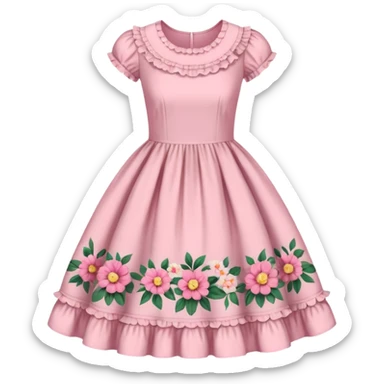 Cottagecore style ultra cute vintage material pink dress sticker