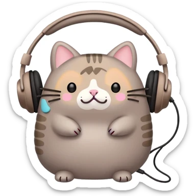 Pusheen with earphones  sticker