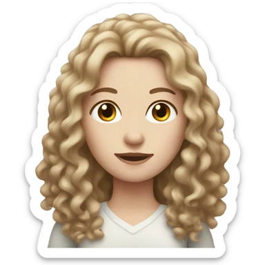 Woman with pale skin and long curly brown hair  sticker