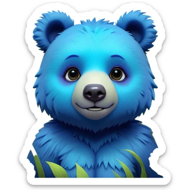 3D, adorable little Pixar style blue neon punk bear in a field of flowers, ultra detailed, each lash, eye, and strand of fur is shown in stunning detail as though captured in a timeless photograph, rich textures, visually rich, so lifelike it feels like it could leap off the page at any moment sticker