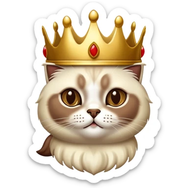 Chat sacré de birmanie avec une couronne dorée sur la tête sticker