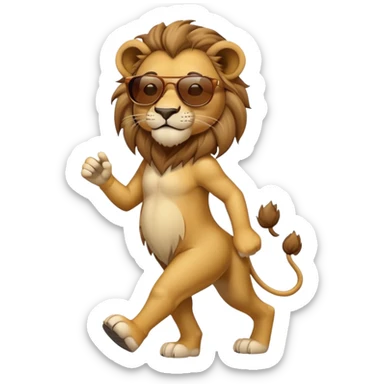 anthropomorphised lion in casual dress wearing sunglasses walking upright sticker