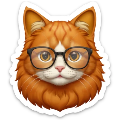Orange cat wearing nerdy square glasses. sticker