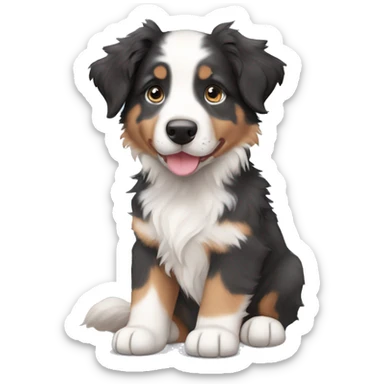 tri merle australian shepherd puppy sticker