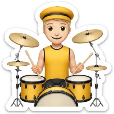 yellow drummer at drum kit sticker