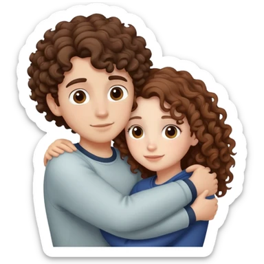 curly hair boy hugging girl sticker