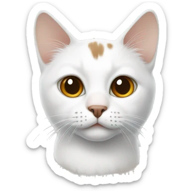 White cat with brown dot sticker