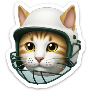 cat waering cricket helmet sticker