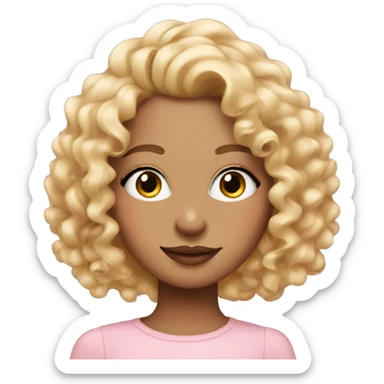 Blonde girl with round eyeliner and pink strands in her curly hair sticker