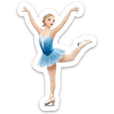 An icon featuring a grand arena Madison Square Garden, filled with spectators with graceful figure skater performing a flawless routine on an ice rink. Snowflakes and spotlights add to the elegance and beauty of the performance. Transparent background. sticker