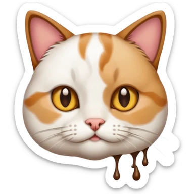 A cat w we aring a white top with poo on it sticker