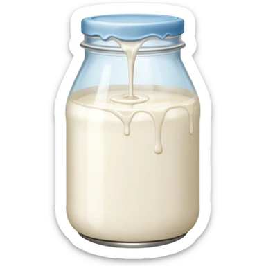 a jar of milk but the top is sticky and its dripping but theres no lit, and also no straw, I WANT IT TO BE VERY VERY MESSY sticker