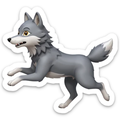 Wolf run cartoon sticker