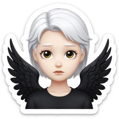 Fallen Angel, white hair, black wings sticker