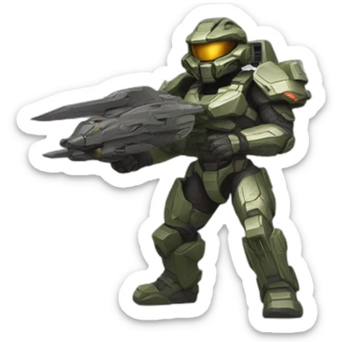 a halo fighter in a prehistoric world sticker