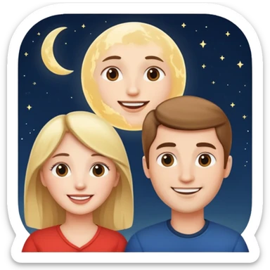 couple talking with moon in the background sticker
