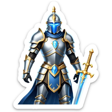 An icon representing RPG, inspired by Elden Ring. The design features a warrior in armor, holding a sword, standing in front of a mystical, dark landscape with glowing runes and a distant castle. The atmosphere evokes epic quests, exploration, and intense battles. Transparent background sticker