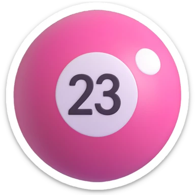 pink billiard ball with the number 23 inside a white circle sticker