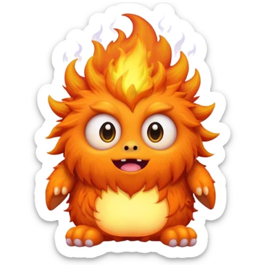Sleepy cute fluffy flaming monster  sticker