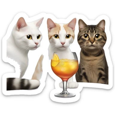 four cats at a cocktail party sticker