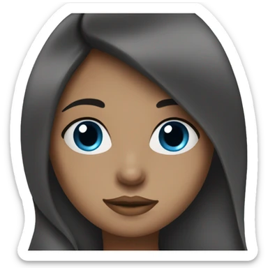 dark brunette girl, pretty lips, blue eyes, long hair sticker