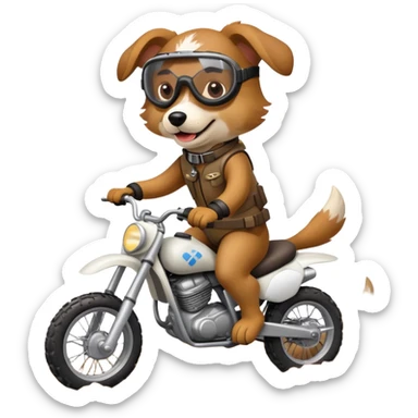 Dog riding a dirt bike  sticker