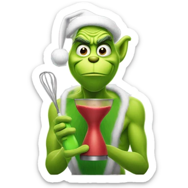 grinch holding blender sticker