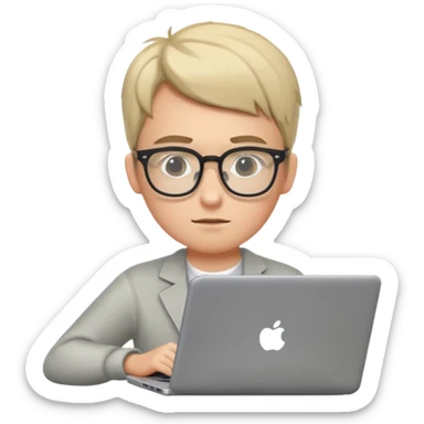 a student working in a laptop with batch code expert sticker