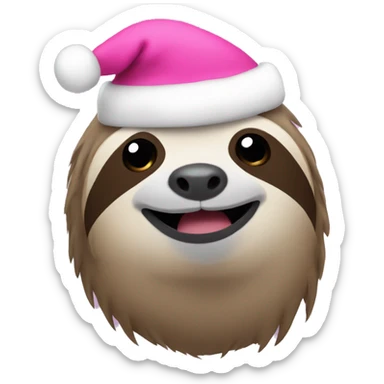 Sloth wearing a pink Christmas hat sticker